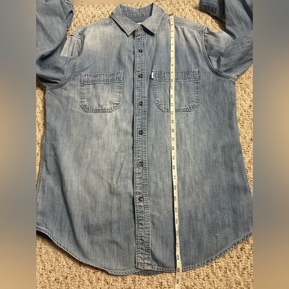 Toms Light Blue Denim oversized Button Down long sleeve Shirt size M - Picture 4 of 8